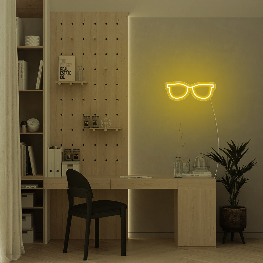 Mini Glasses LED Neon Sign in Yellow
