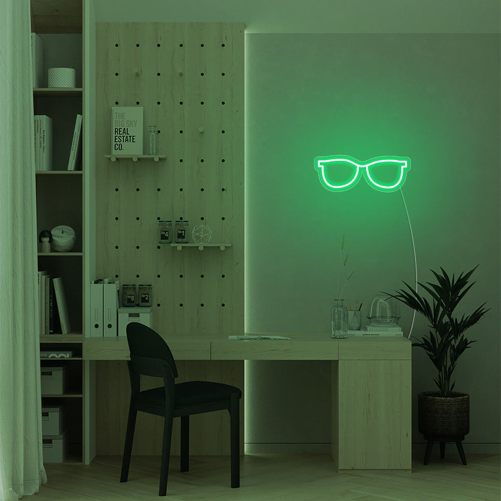 Mini Glasses LED Neon Sign in Green