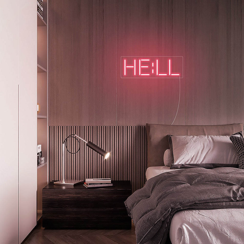 Mini HELL Word LED Neon Sign in Light Pink