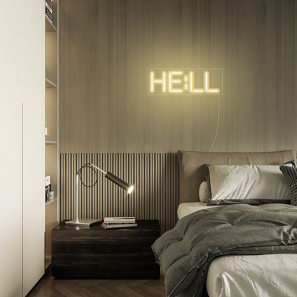 Mini HELL Word LED Neon Sign in Warm White