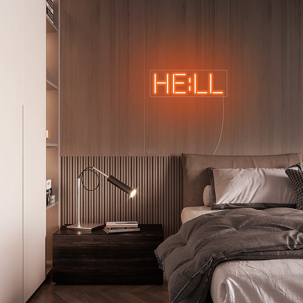 Mini HELL Word LED Neon Sign in Orange