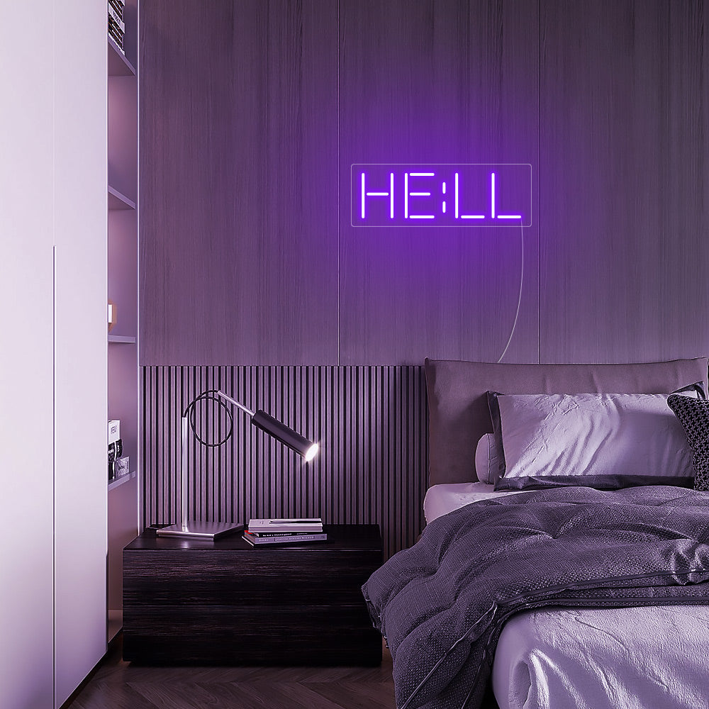 Mini HELL Word LED Neon Sign in Purple