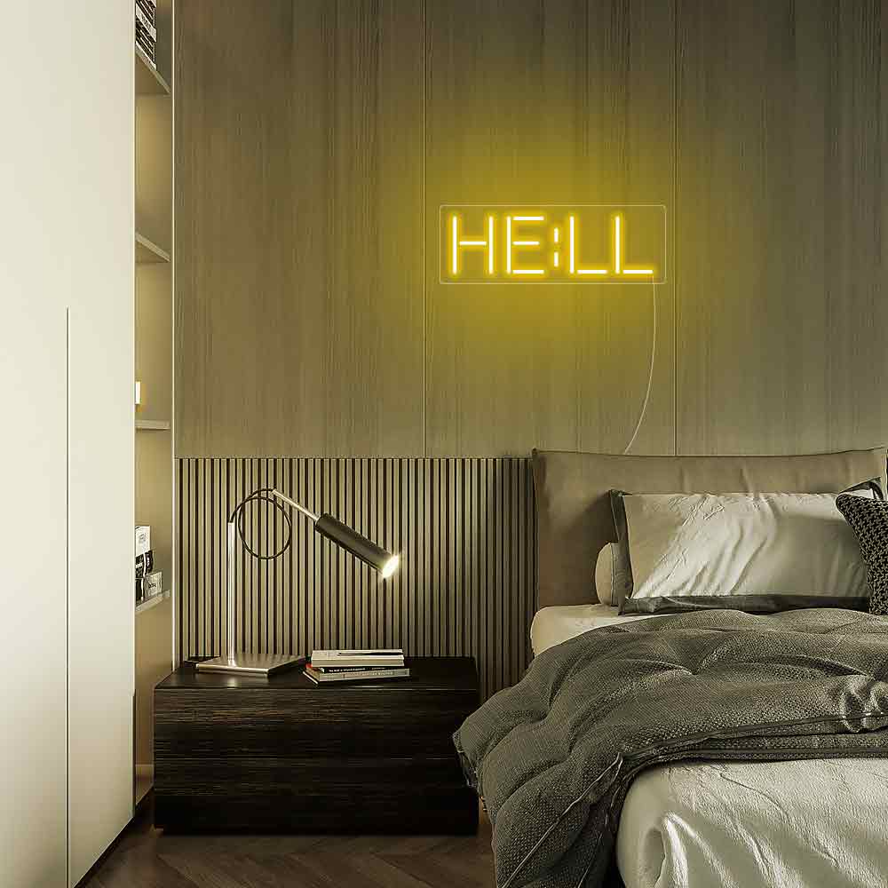 Mini HELL Word LED Neon Sign in Yellow