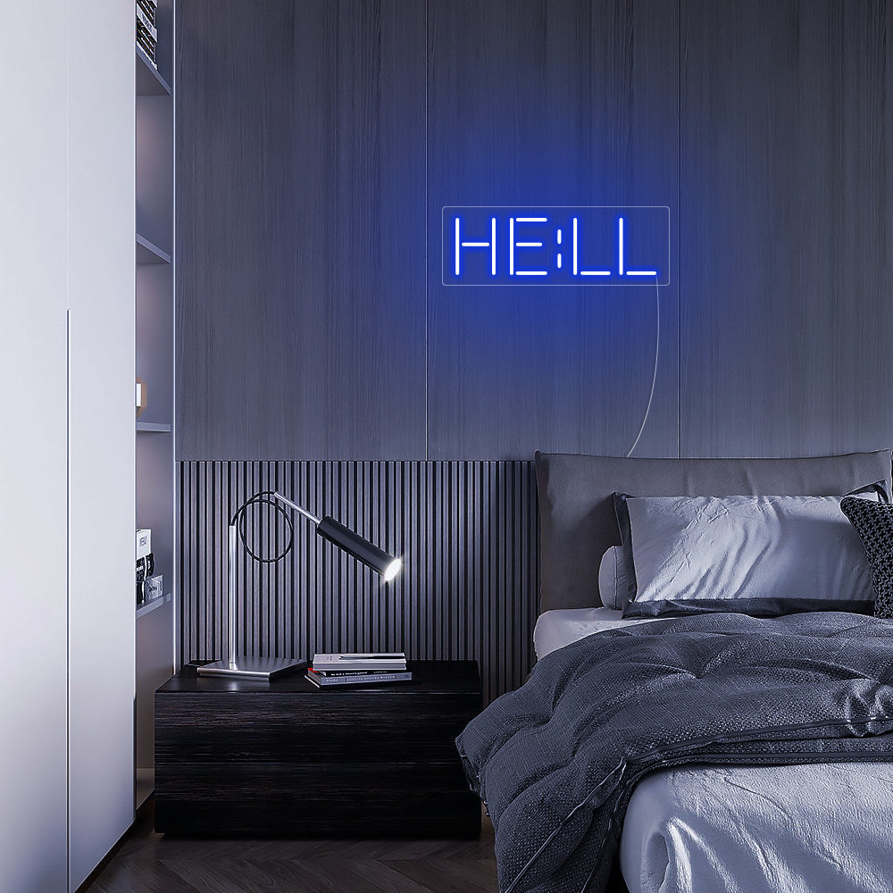 Mini HELL Word LED Neon Sign in Blue