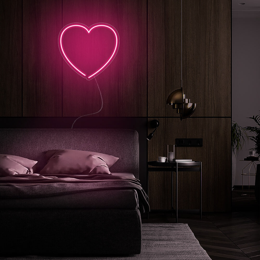 Mini Heart LED Neon Sign in Hot Pink