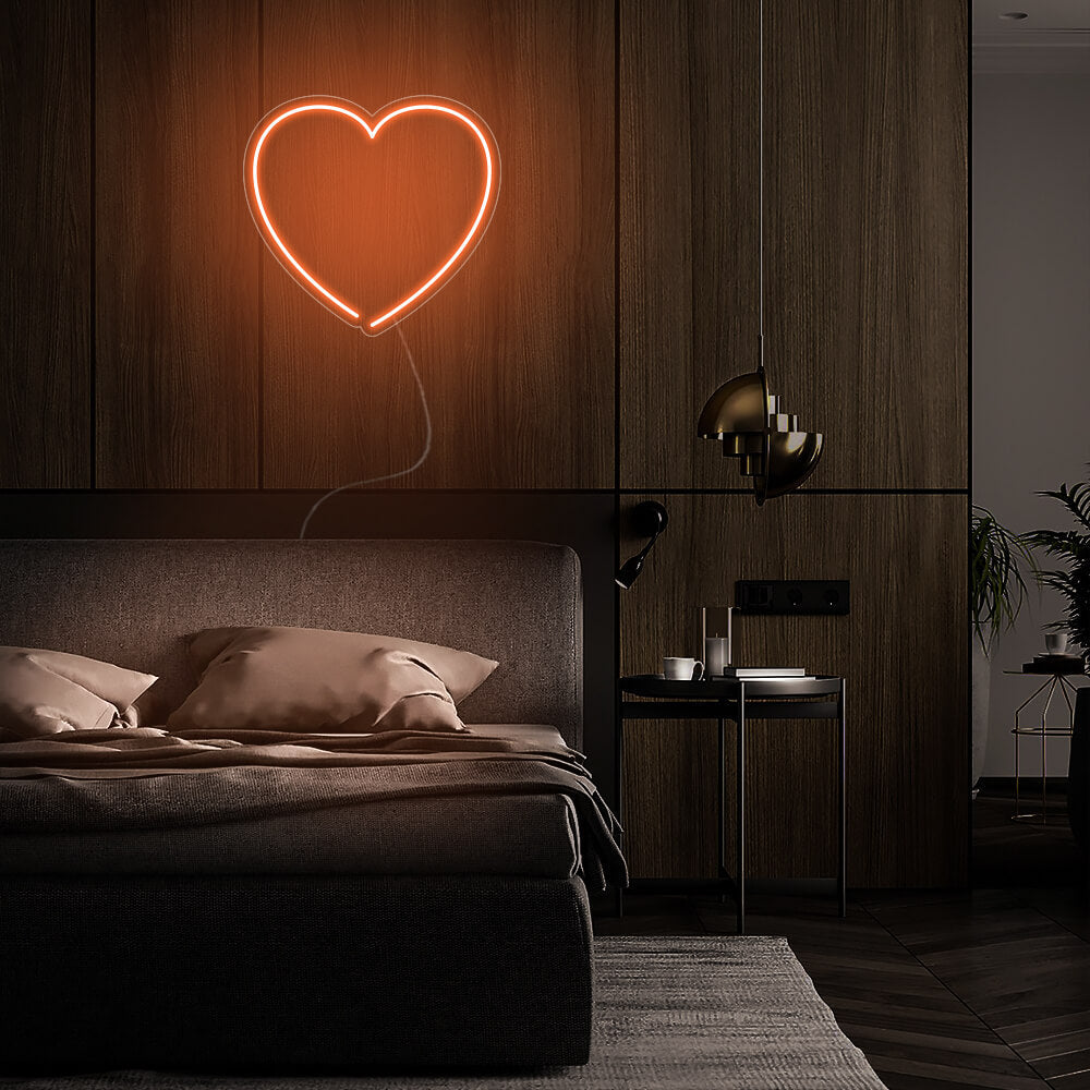 Mini Heart LED Neon Sign in Orange