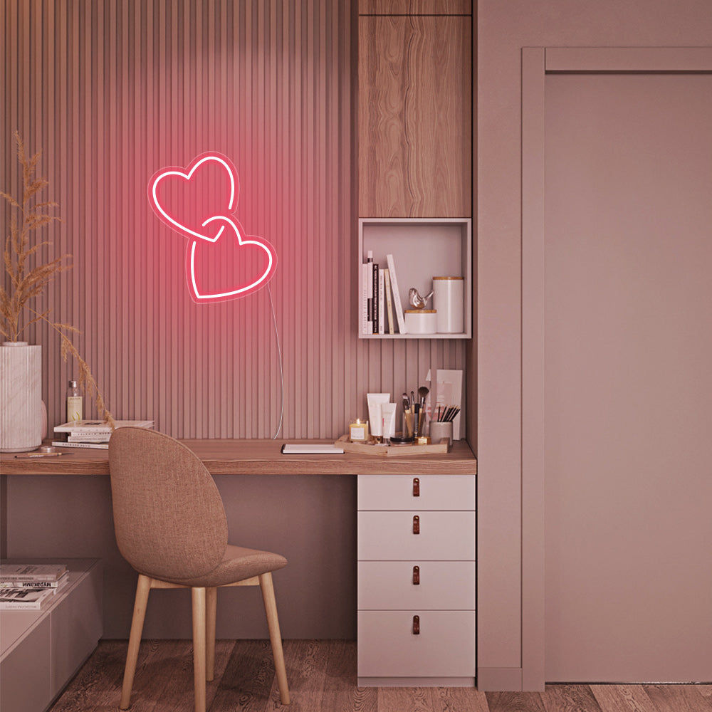 Mini Heart Lock LED Neon Sign in Light Pink