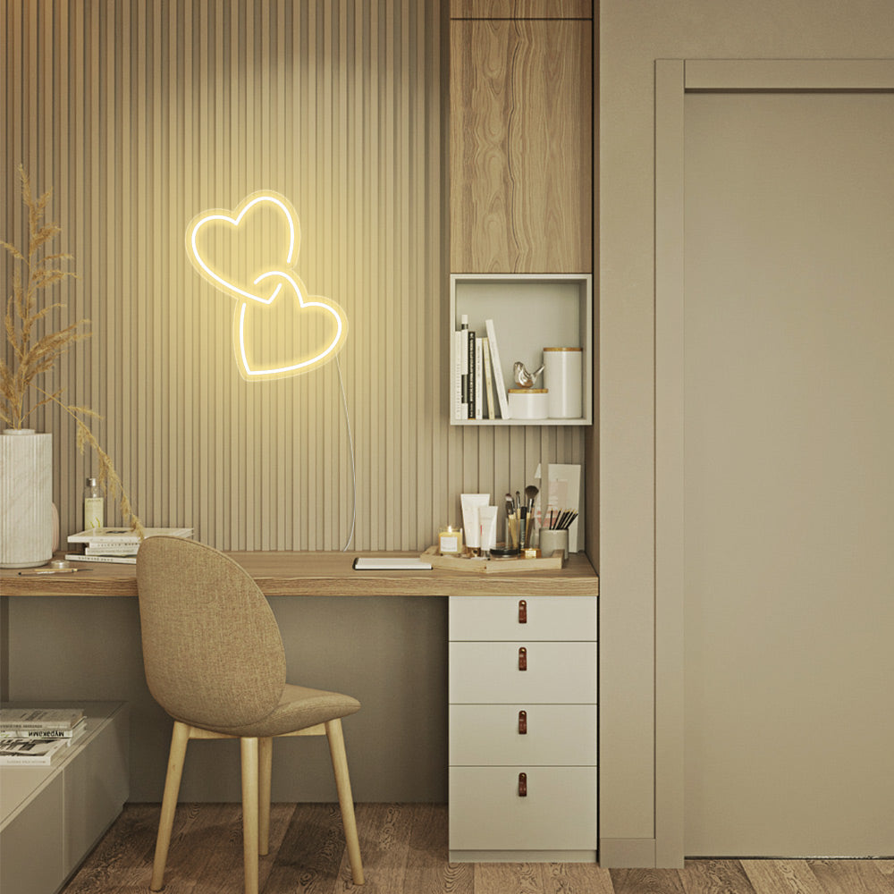 Mini Heart Lock LED Neon Sign in Warm White