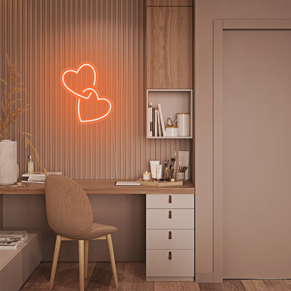 Mini Heart Lock LED Neon Sign in Orange