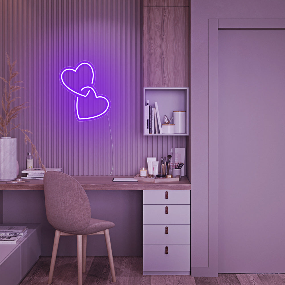Mini Heart Lock LED Neon Sign in Purple