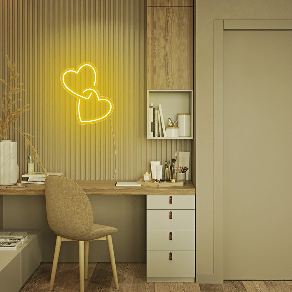 Mini Heart Lock LED Neon Sign in Yellow