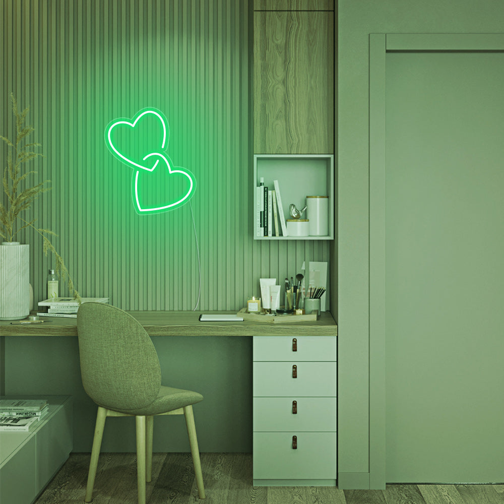 Mini Heart Lock LED Neon Sign in Green