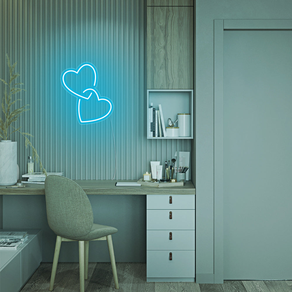 Mini Heart Lock LED Neon Sign in Ice Blue