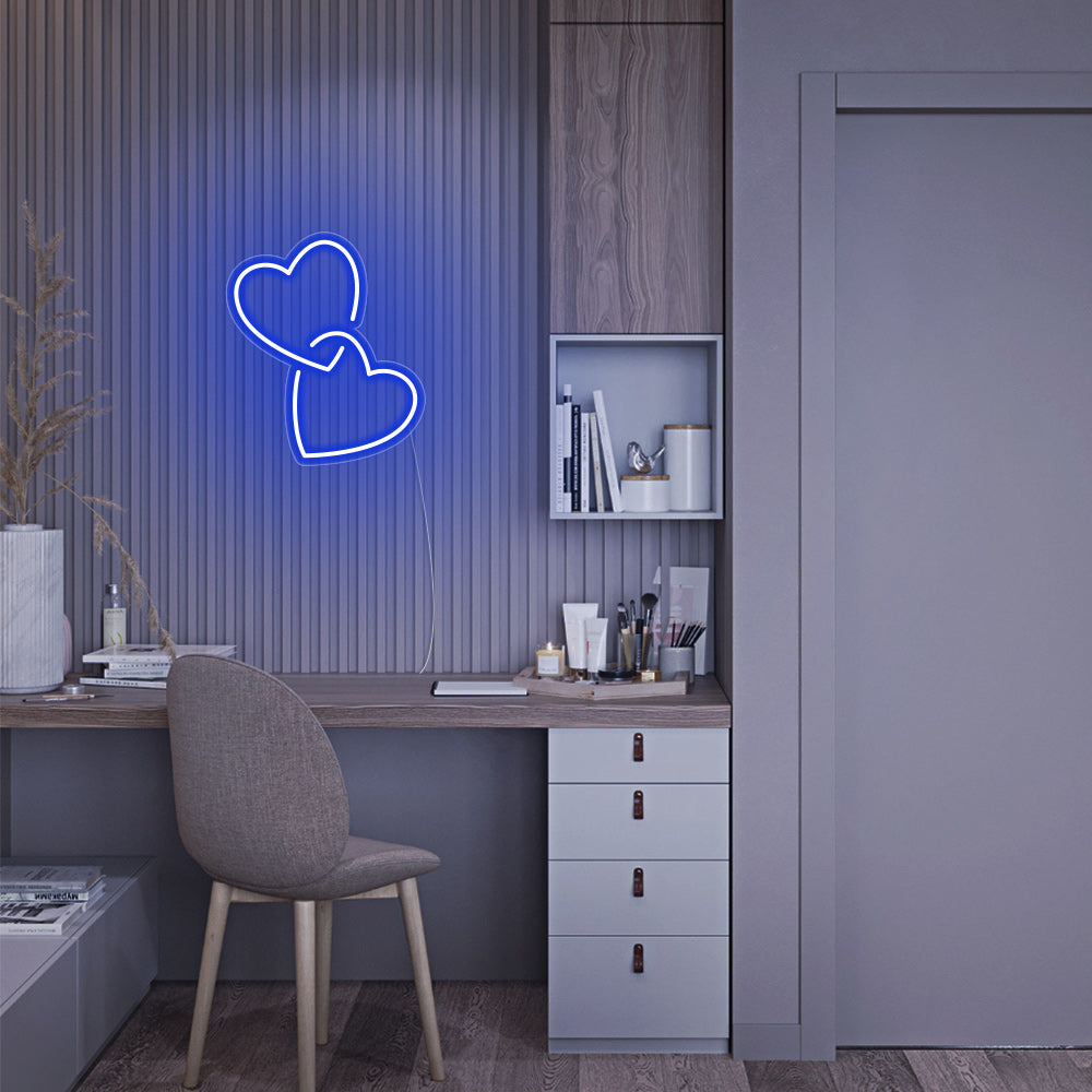 Mini Heart Lock LED Neon Sign in Blue