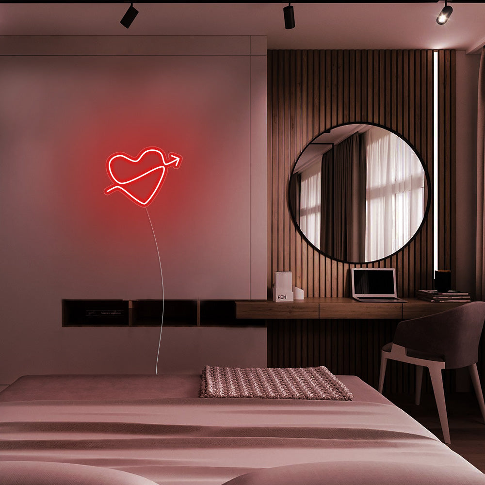 Mini Heart with Arrow LED Neon Sign in Red