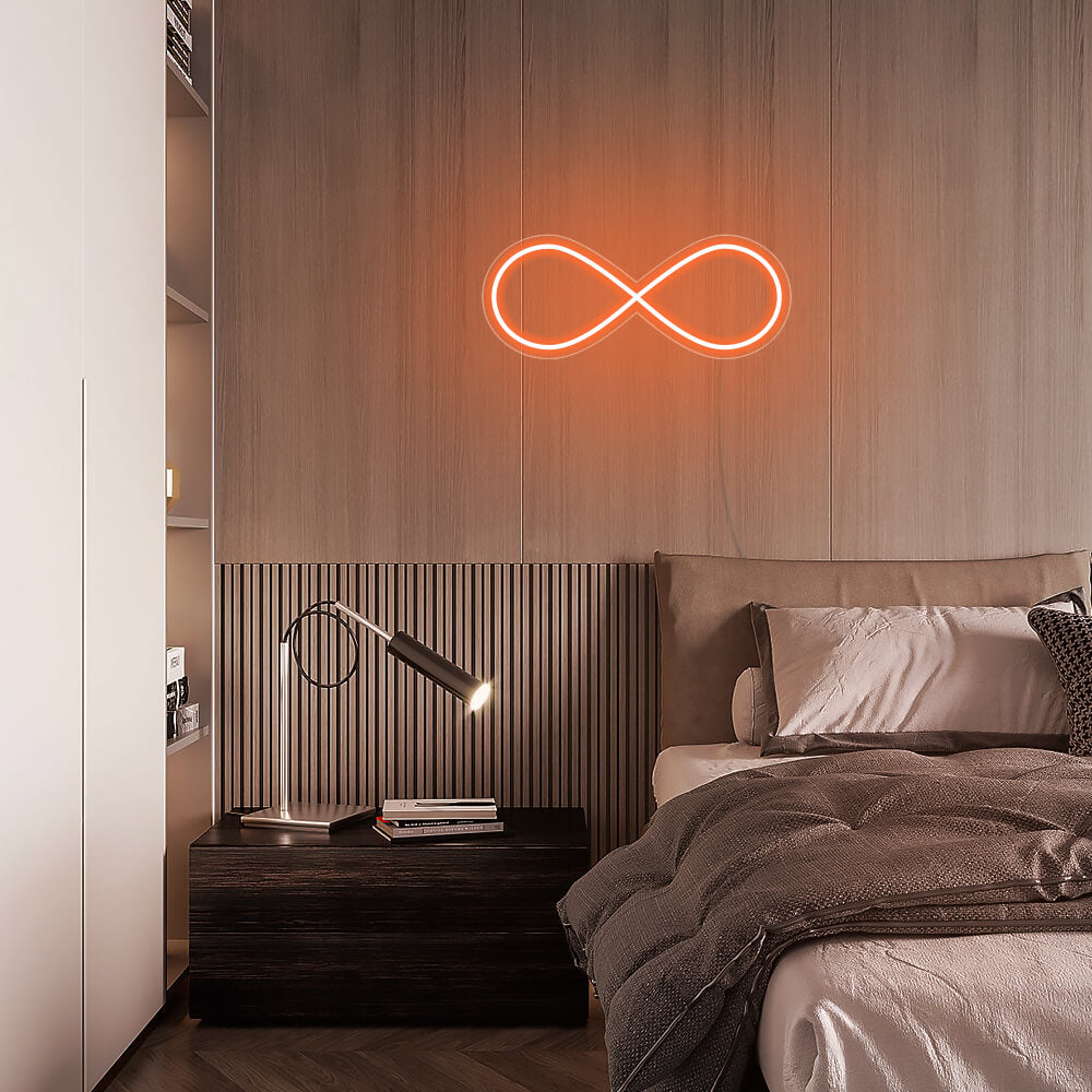 Mini Infinity Symbol LED Neon Sign in Orange