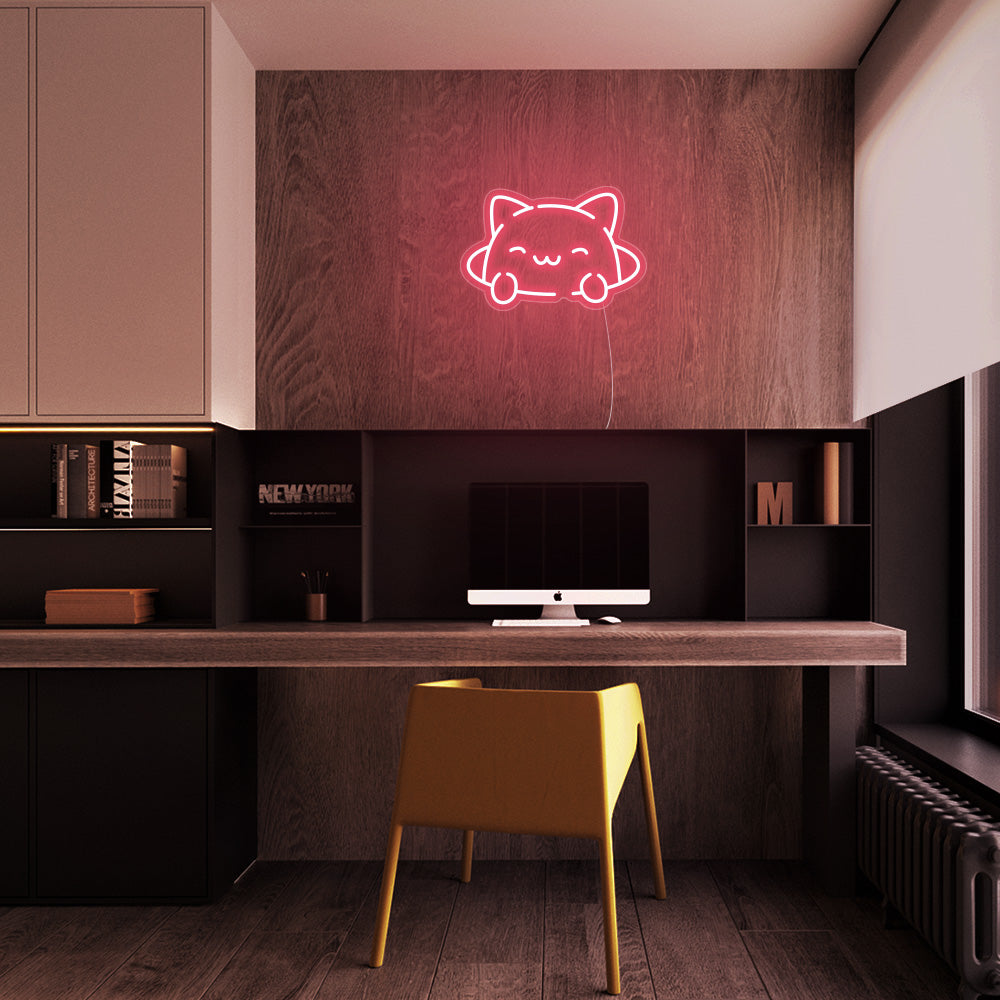 Mini Kitty Cat LED Neon Sign in Light Pink