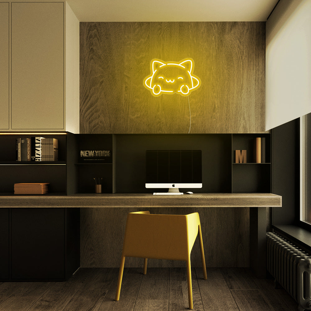 Mini Kitty Cat LED Neon Sign in Yellow