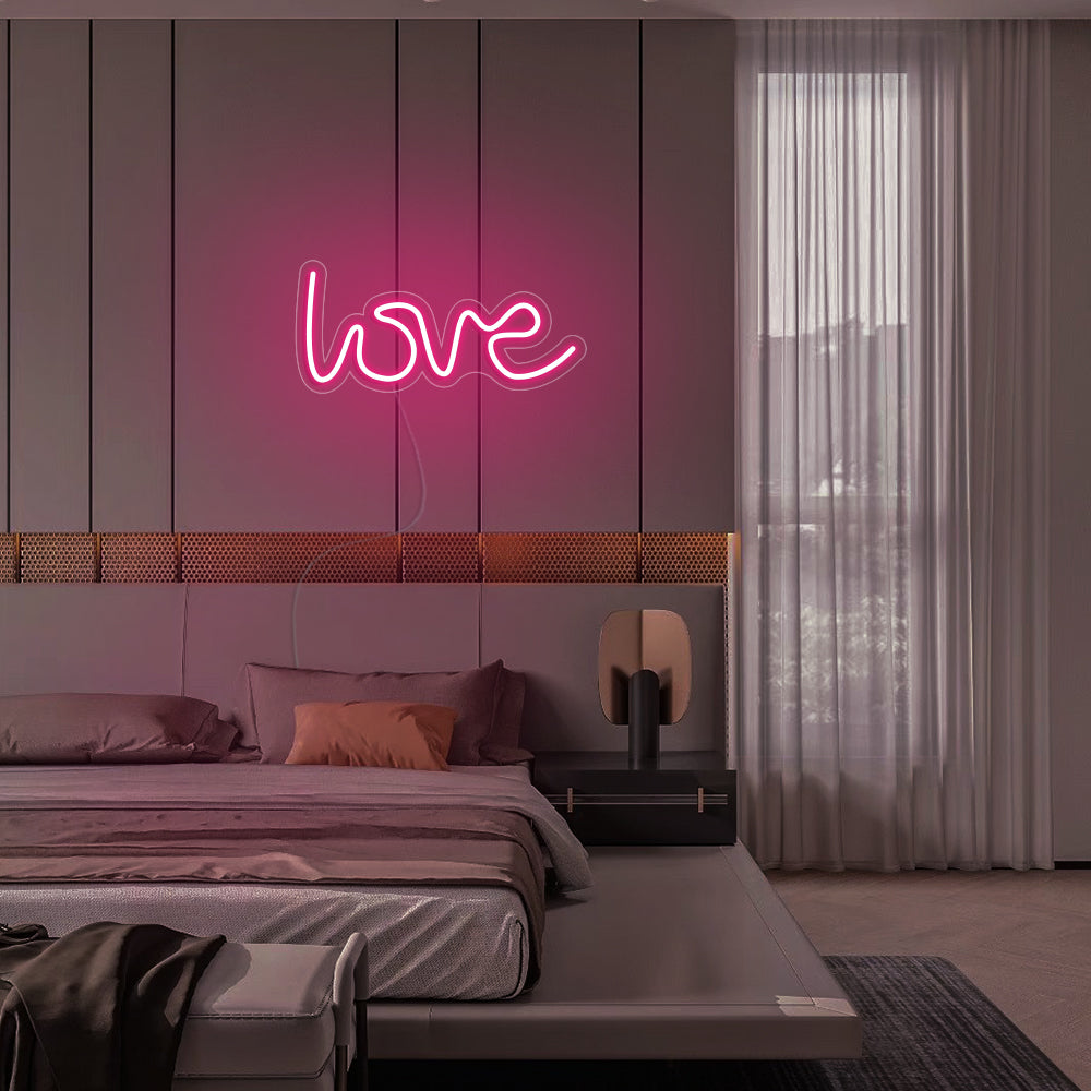 Mini LOVE LED Neon Sign in Hot Pink