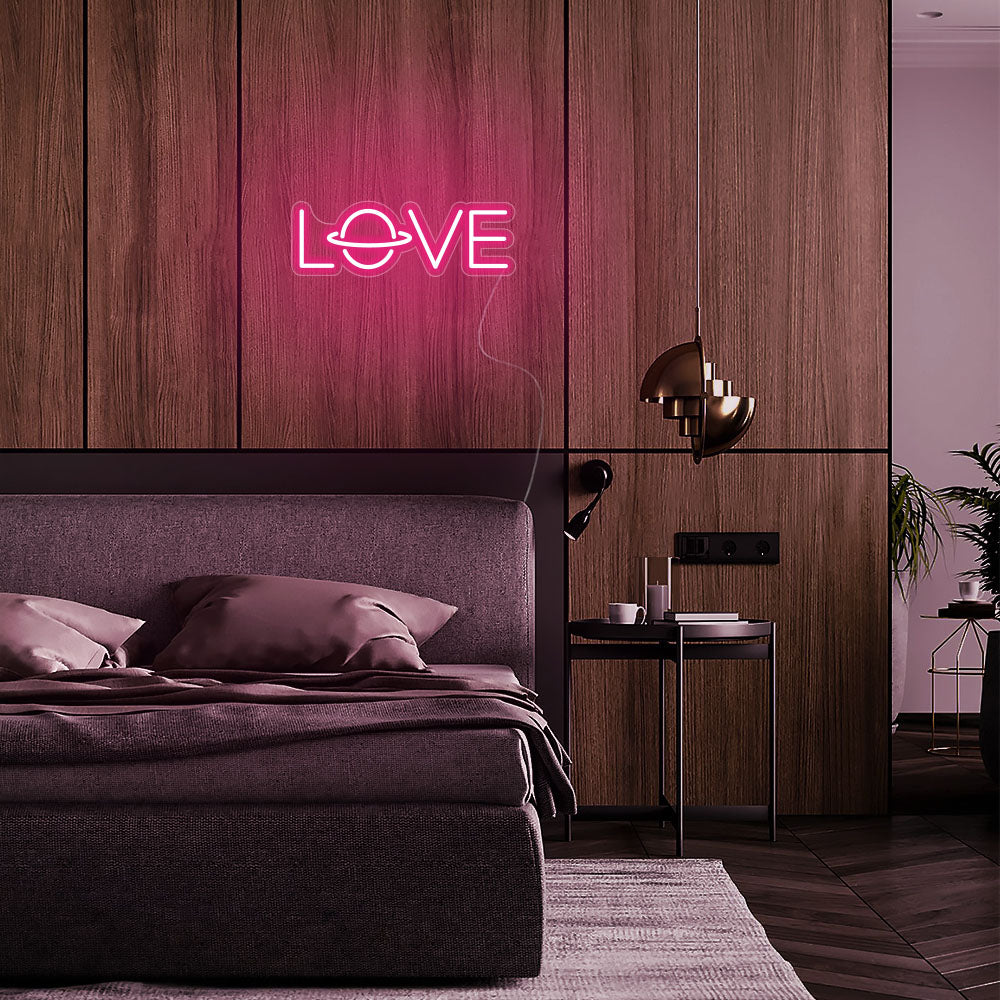 Mini Love Script LED Neon Sign in Hot Pink