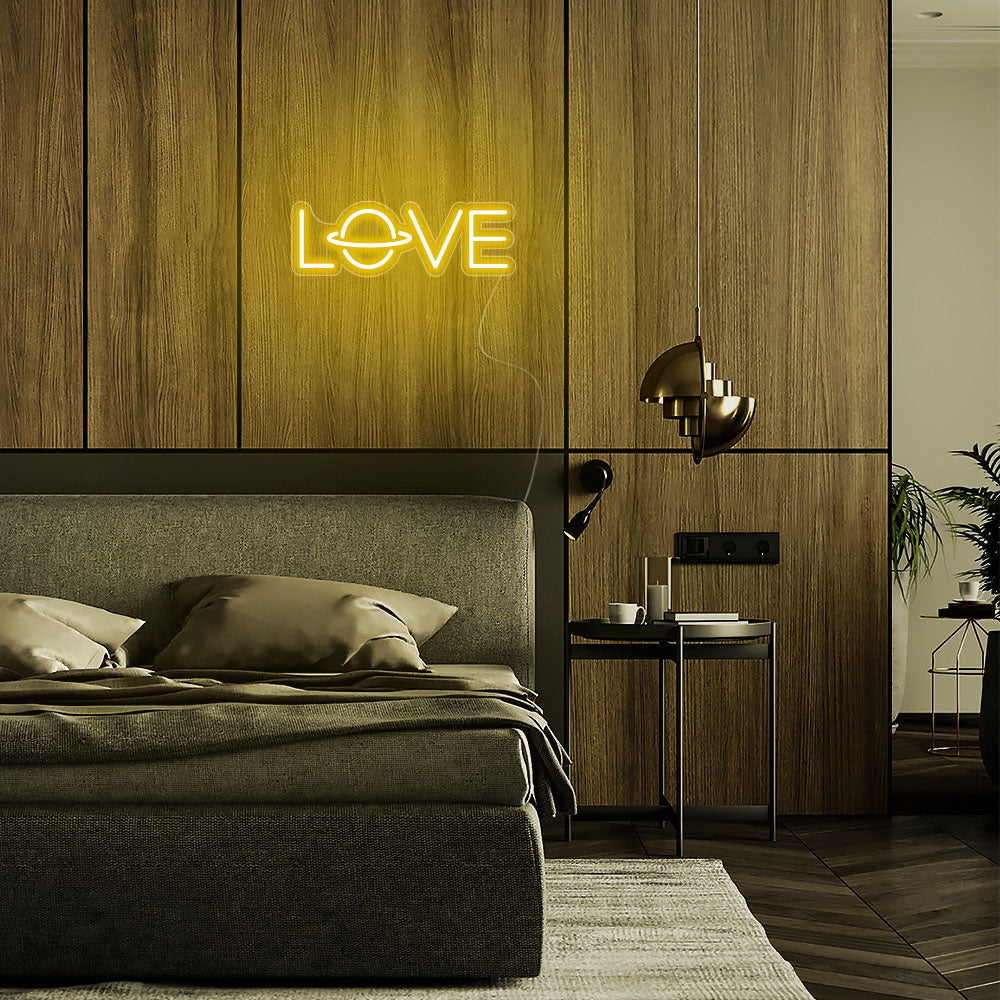 Mini Love Script LED Neon Sign in Orange