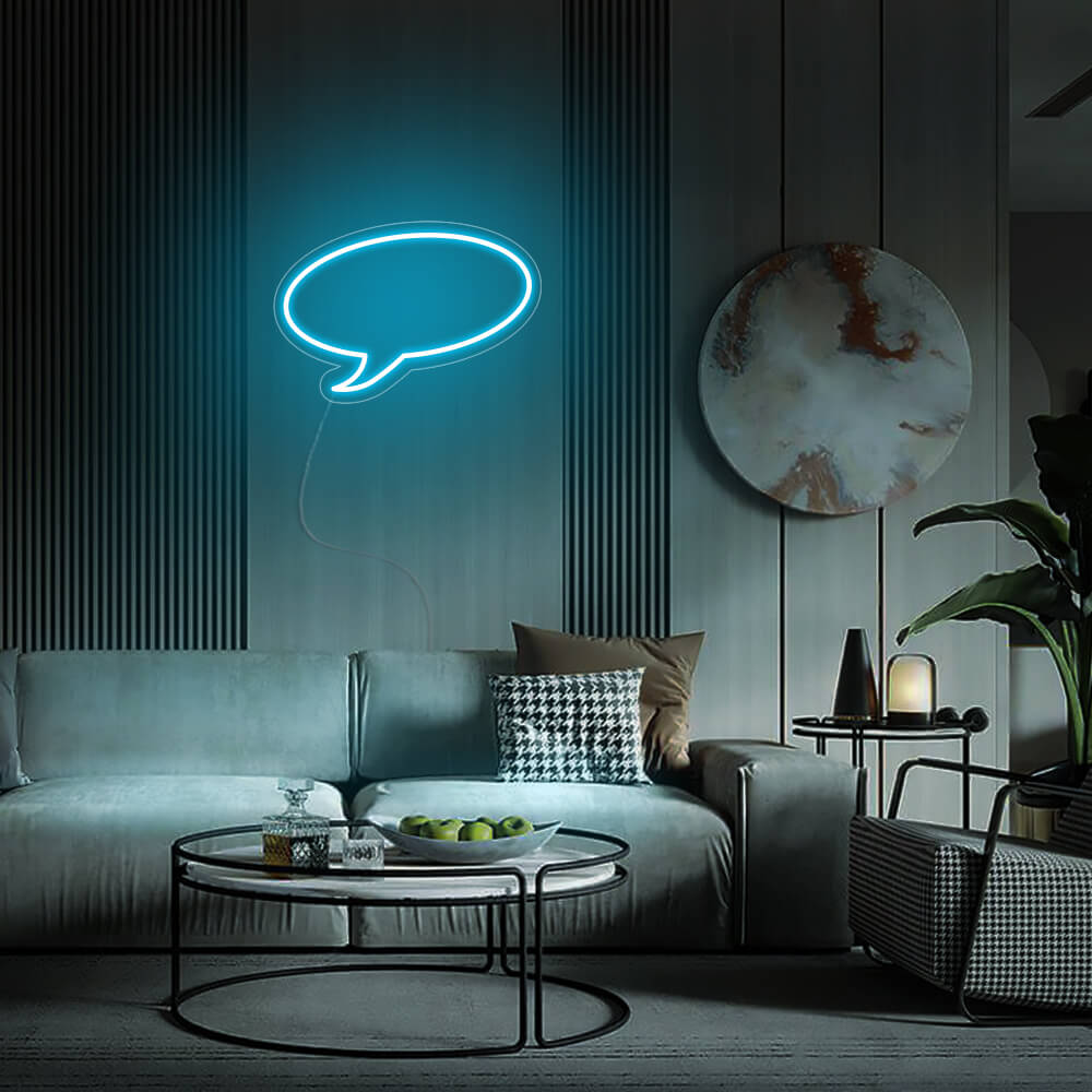 Mini Message Bubble LED Neon Sign in Ice Blue