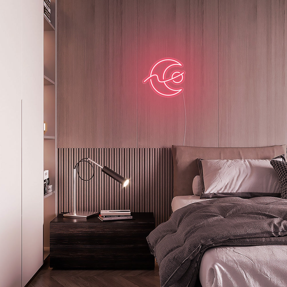 Mini Moon Phases LED Neon Sign in Light Pink
