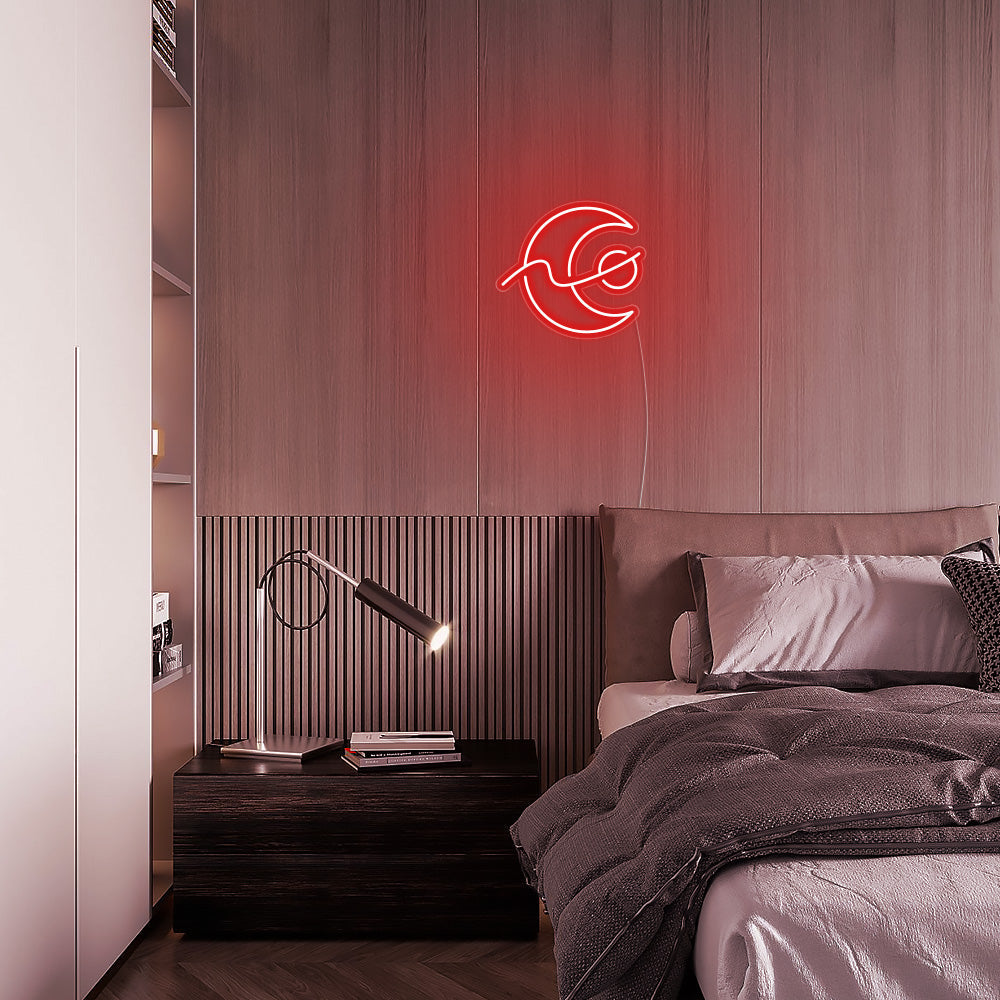 Mini Moon Phases LED Neon Sign in Red