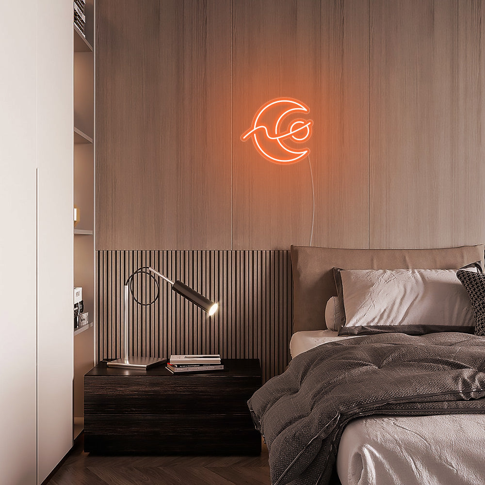 Mini Moon Phases LED Neon Sign in Orange