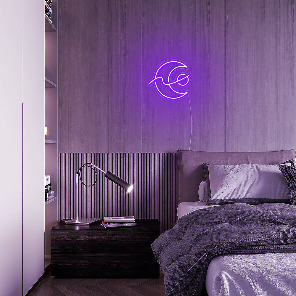Mini Moon Phases LED Neon Sign in Purple