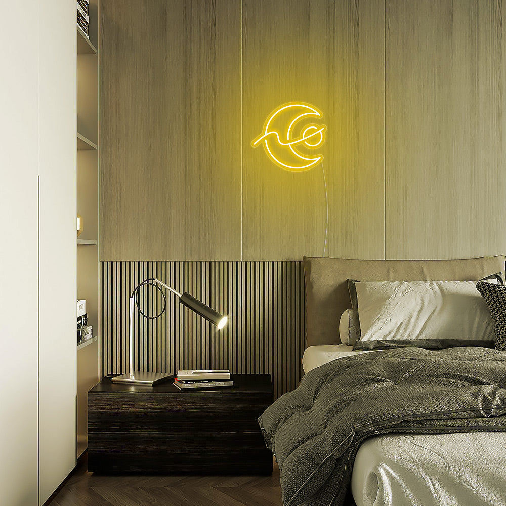 Mini Moon Phases LED Neon Sign in Yellow