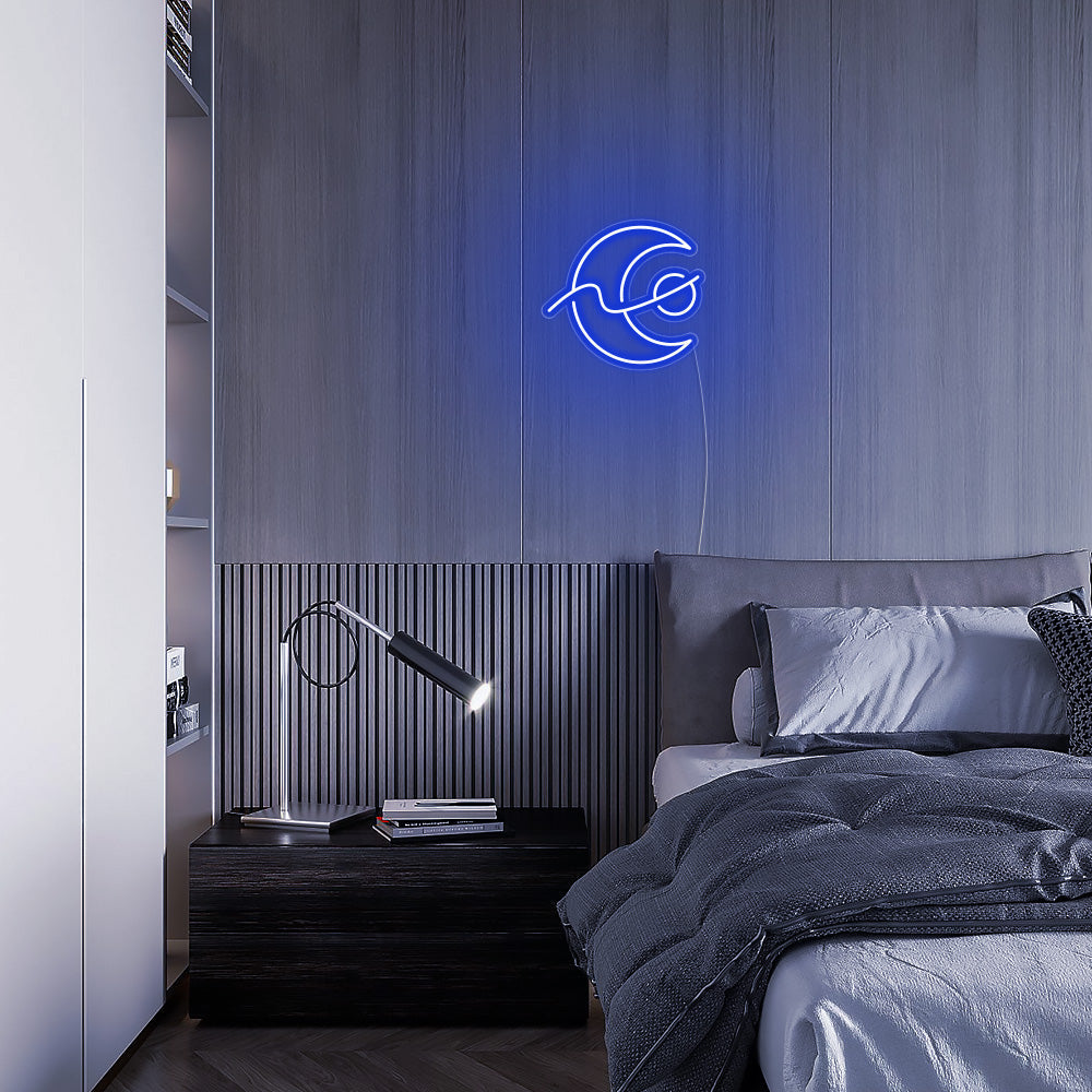Mini Moon Phases LED Neon Sign in Blue