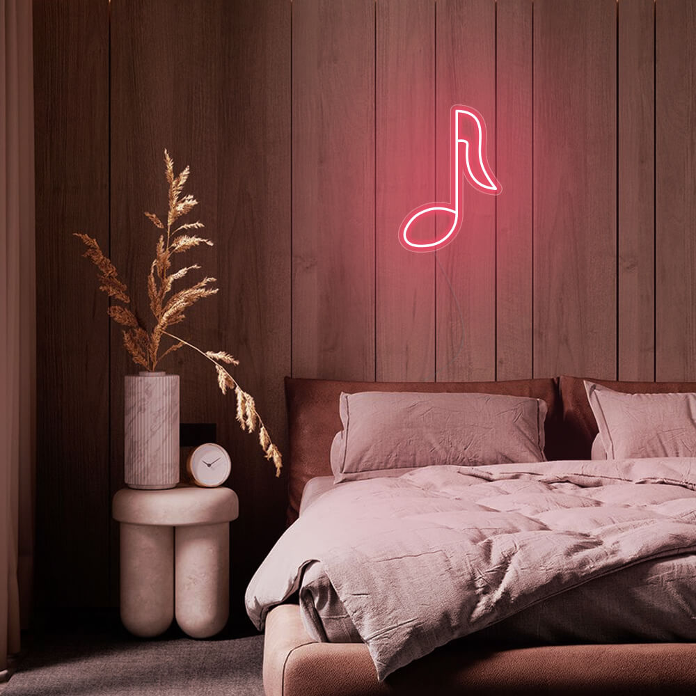Mini Music Note LED Neon Sign in Light Pink