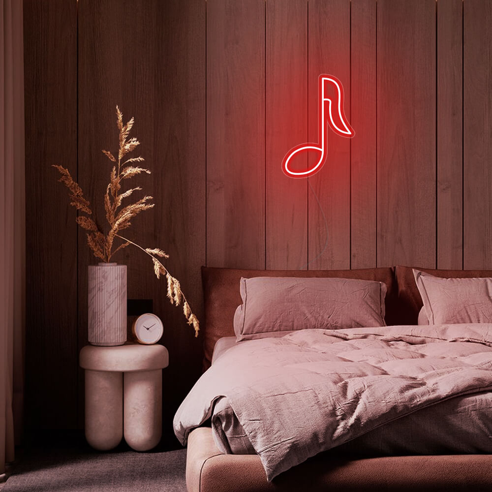Mini Music Note LED Neon Sign in Red
