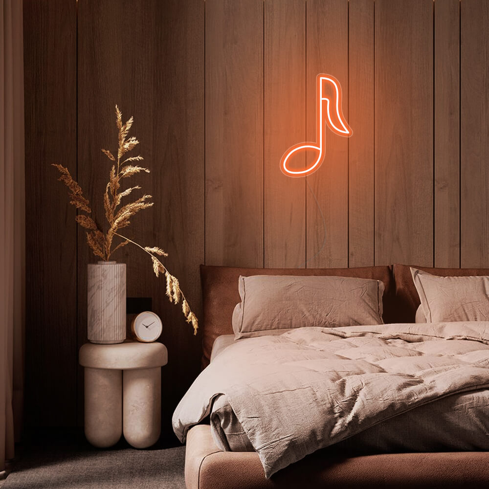 Mini Music Note LED Neon Sign in Orange