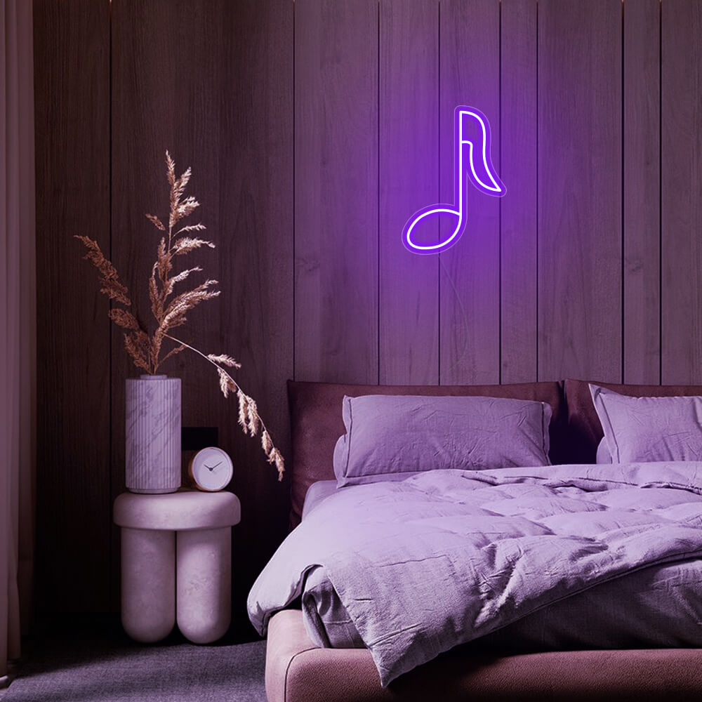 Mini Music Note LED Neon Sign in Purple