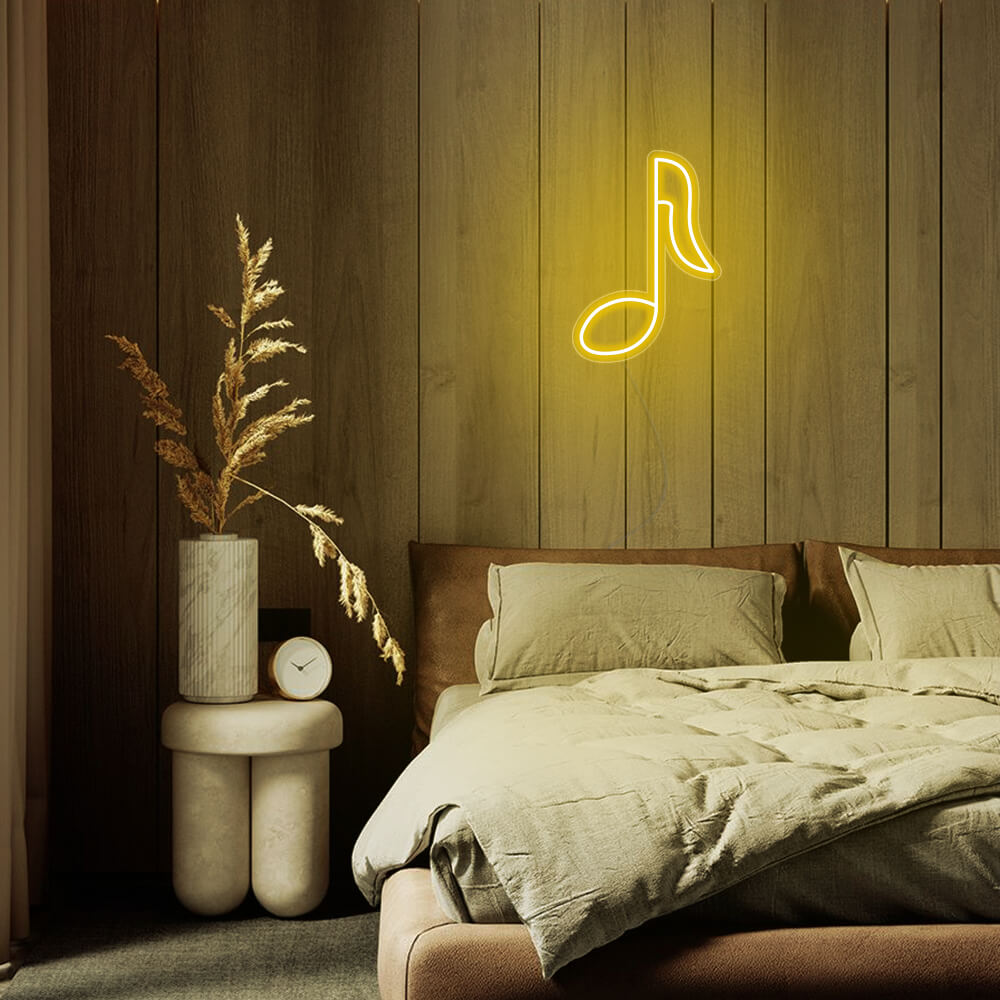 Mini Music Note LED Neon Sign in Yellow