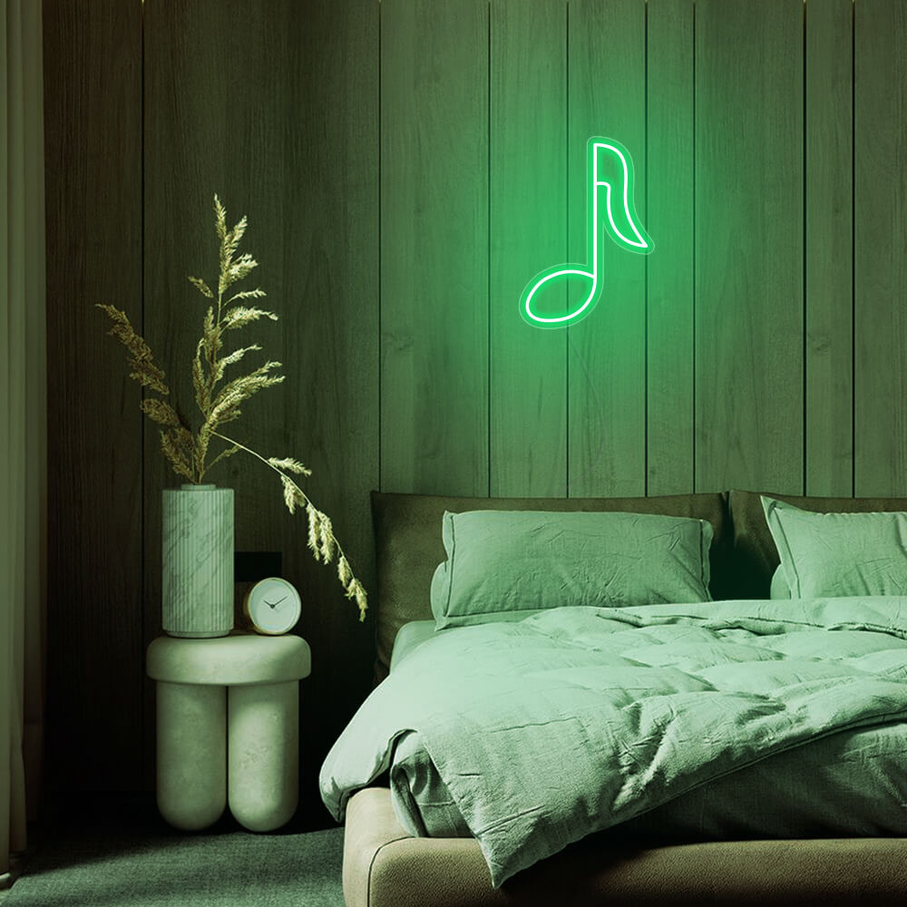 Mini Music Note LED Neon Sign in Green