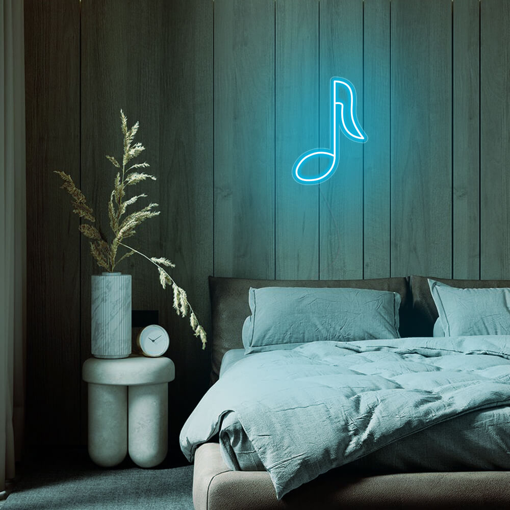Mini Music Note LED Neon Sign in Ice Blue