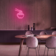 Mini Noodle Bowl LED Neon Sign in Hot Pink