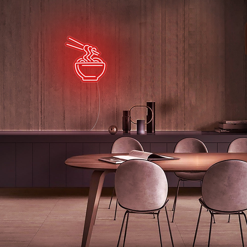 Mini Noodle Bowl LED Neon Sign in Red