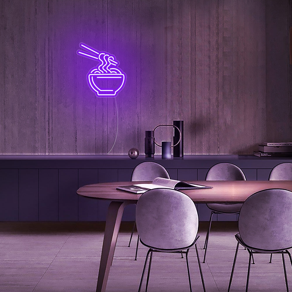 Mini Noodle Bowl LED Neon Sign in Purple