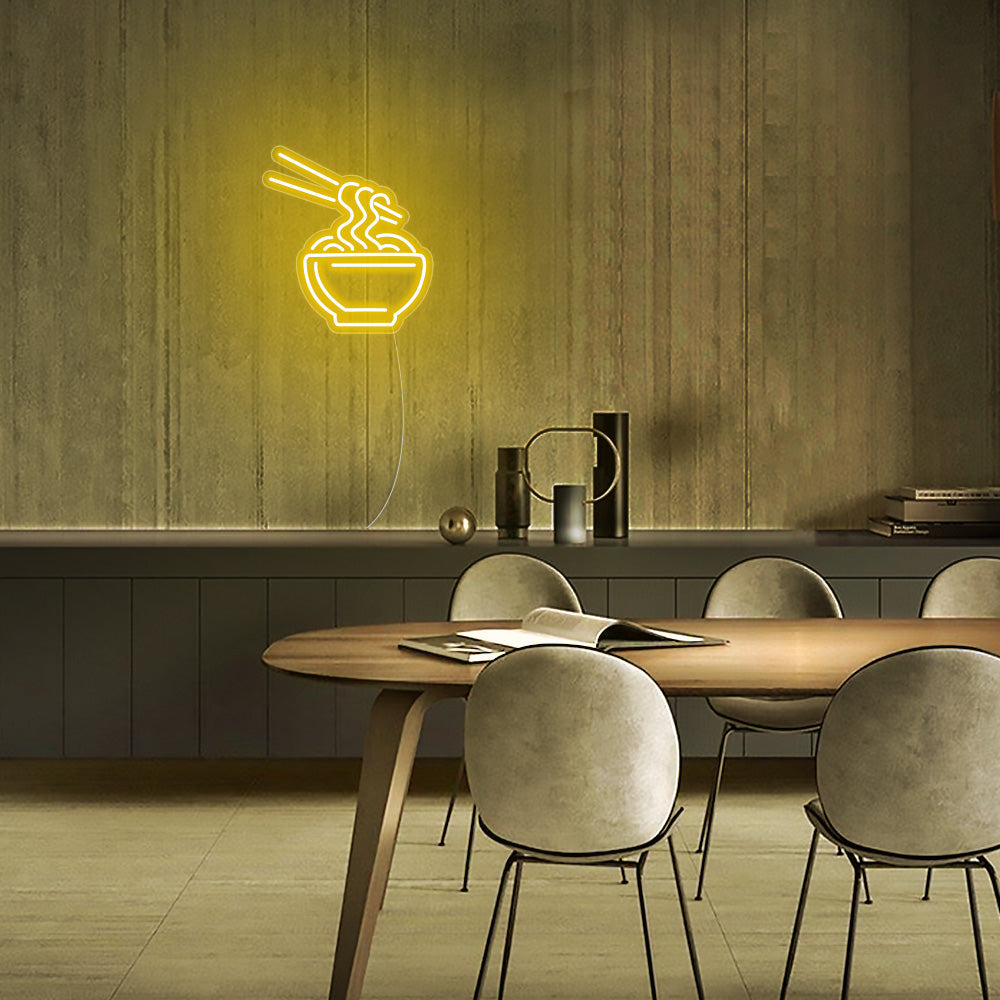Mini Noodle Bowl LED Neon Sign in Yellow