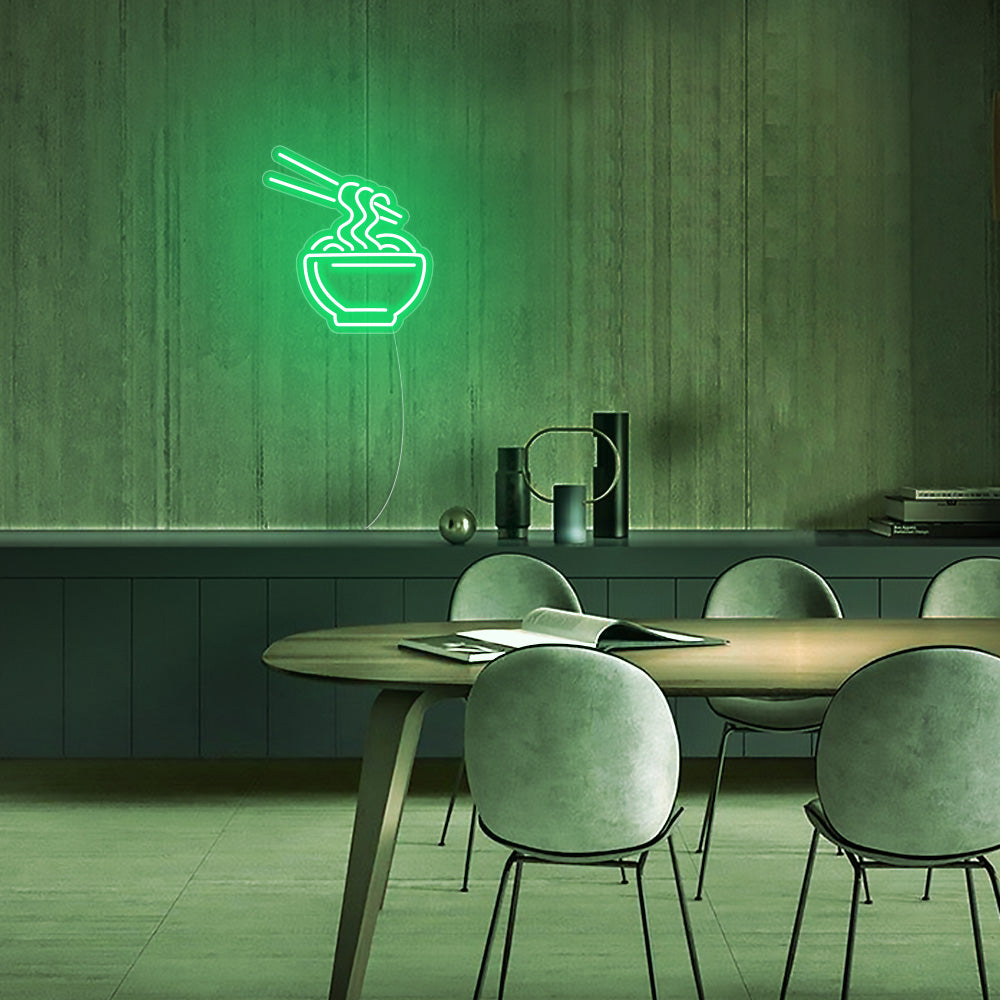 Mini Noodle Bowl LED Neon Sign in Green