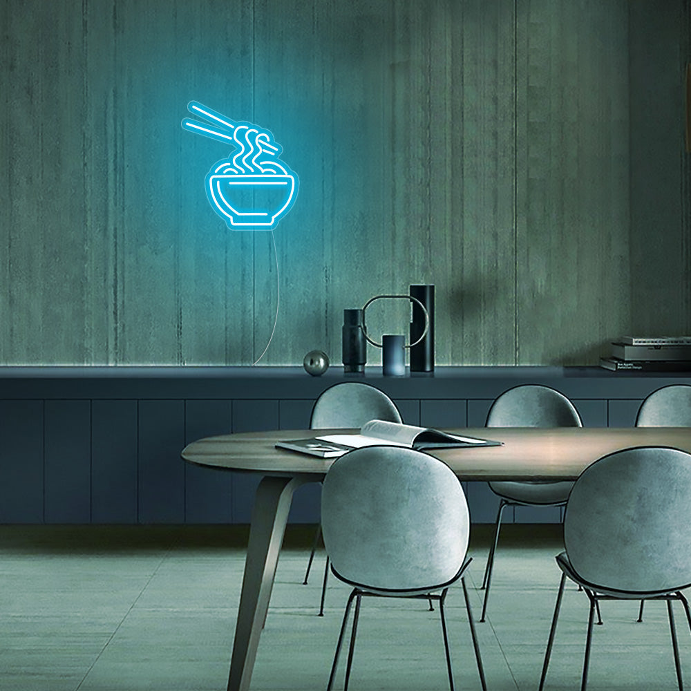 Mini Noodle Bowl LED Neon Sign in Ice Blue