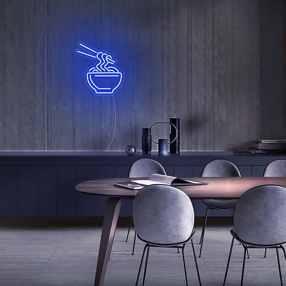 Mini Noodle Bowl LED Neon Sign in Blue
