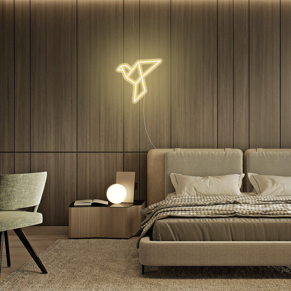 Mini Paper Crane LED Neon Sign in Warm White