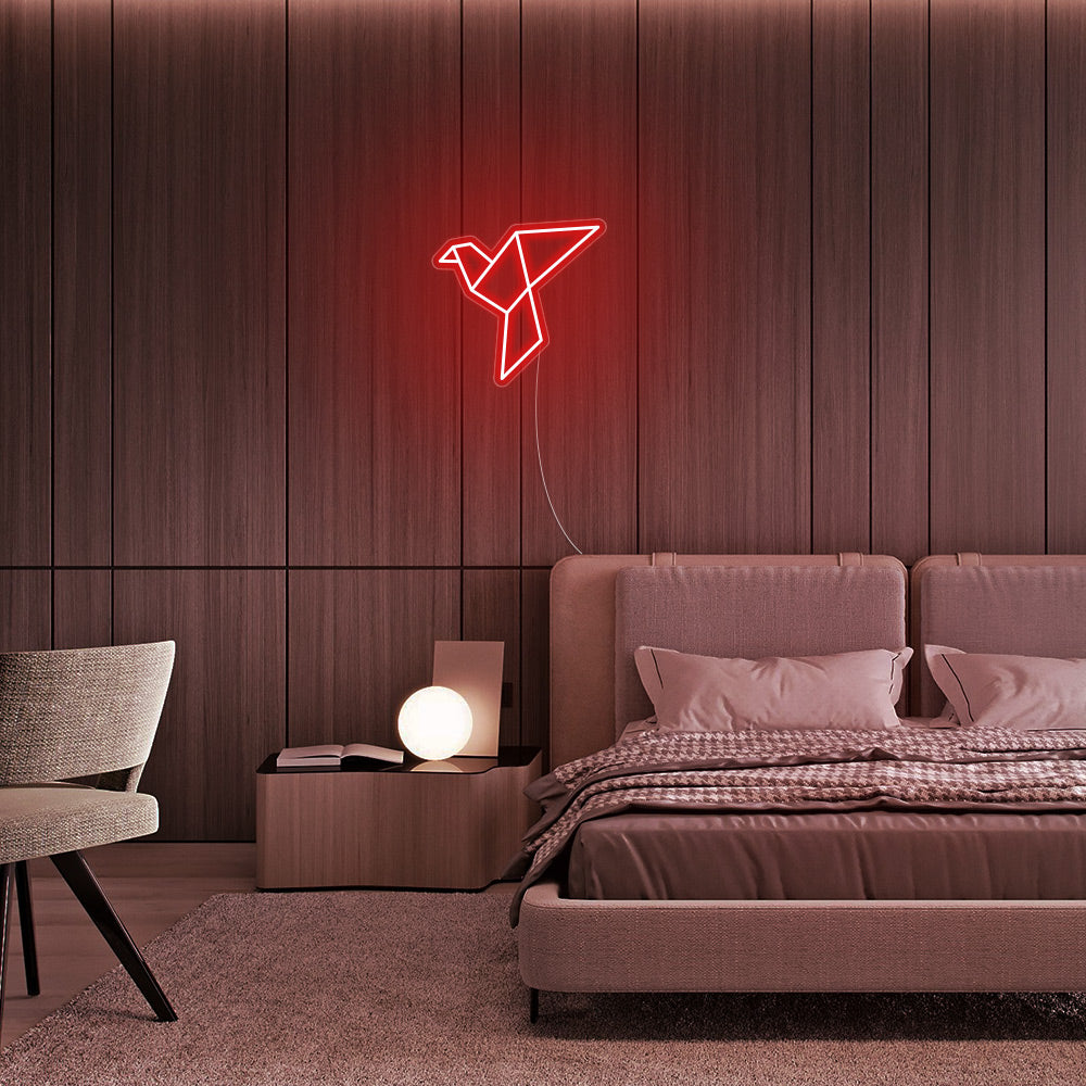 Mini Paper Crane LED Neon Sign in Red