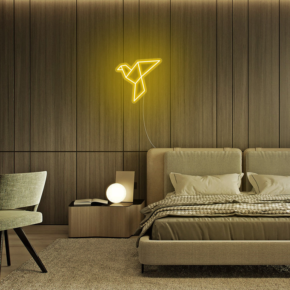 Mini Paper Crane LED Neon Sign in Yellow