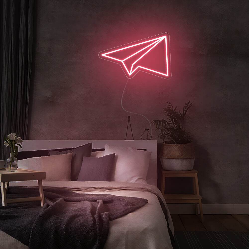 Mini Paper Plane LED Neon Sign in Red